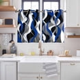 thumbnail image 2 of Blue Black Stripes Kitchen Curtains Short 54 Inch Length, Modern Abstract Ombre Grey White Lines Grommet Top Bedroom Living Room Curtains, Light Filtering Cafe Curtain Drapes 2 Panels Set 84''x54'', 2 of 9