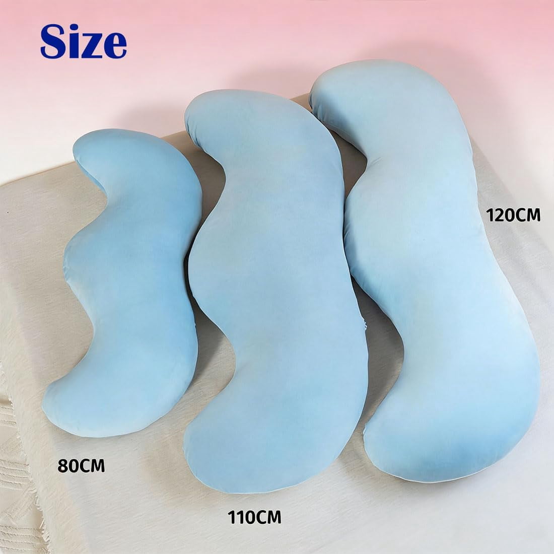 JEBTBFZE Pea Pod Body Pillow for Side Sleepers, S-Shaped Cooling Full Body Support Hug Pillow with Removable Cover (Grey, 110cm)