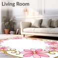 thumbnail image 2 of ODIKA 5'x7' Machine Washable Non-Slip Area Rug, Blooming Petal Medallion with Whimsical Scrollwork Accents High Traffic Rug, Pink, 463325, 2 of 7