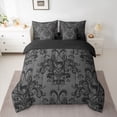 thumbnail image 2 of jejeloiu Victorian Baroque Print 7pcs Bedding Comforter Set,Retro Damask Floral Queen Bedding Sets,Safari Animal Deer Queen Sheet Sets For Girls Boys,Uper Cozy Room Decor Reversible, 2 of 8