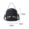 thumbnail image 3 of Bolso de mensajero cruzado de cuero PU para mujer Mochila de hombro de gato lindo (negro), 3 of 5
