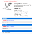 thumbnail image 2 of Front Right Window Regulator - Compatible with 2000 - 2013 Ford F750 2001 2002 2003 2004 2005 2006 2007 2008 2009 2010 2011 2012, 2 of 2