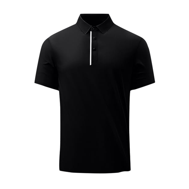 Camisa Casual de Solapa de los Hombres, Botón de Color Sólido de Verano Delantero Al Aire Libre para el Uso Diario, Transpirable Ligero Mock Cuello Tee
