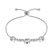 April Birthstone Bracelet 925 Sterling Silver Crystal Diamond Bracelets Women Girls Jewelry Wedding Birthday Christmas Valentines Gift for Wife Mother