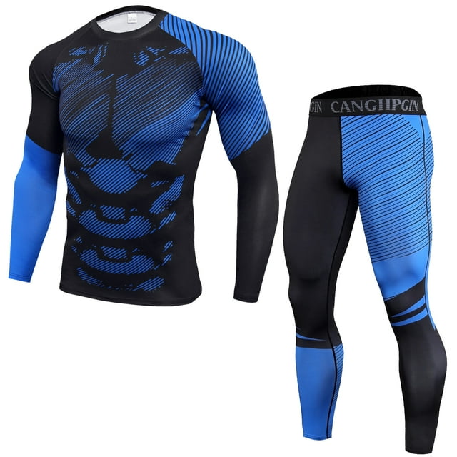 xiaxaixu 2Pcs Men Spring Sportswear, Multicolor Pullover Tops + Tight Pants