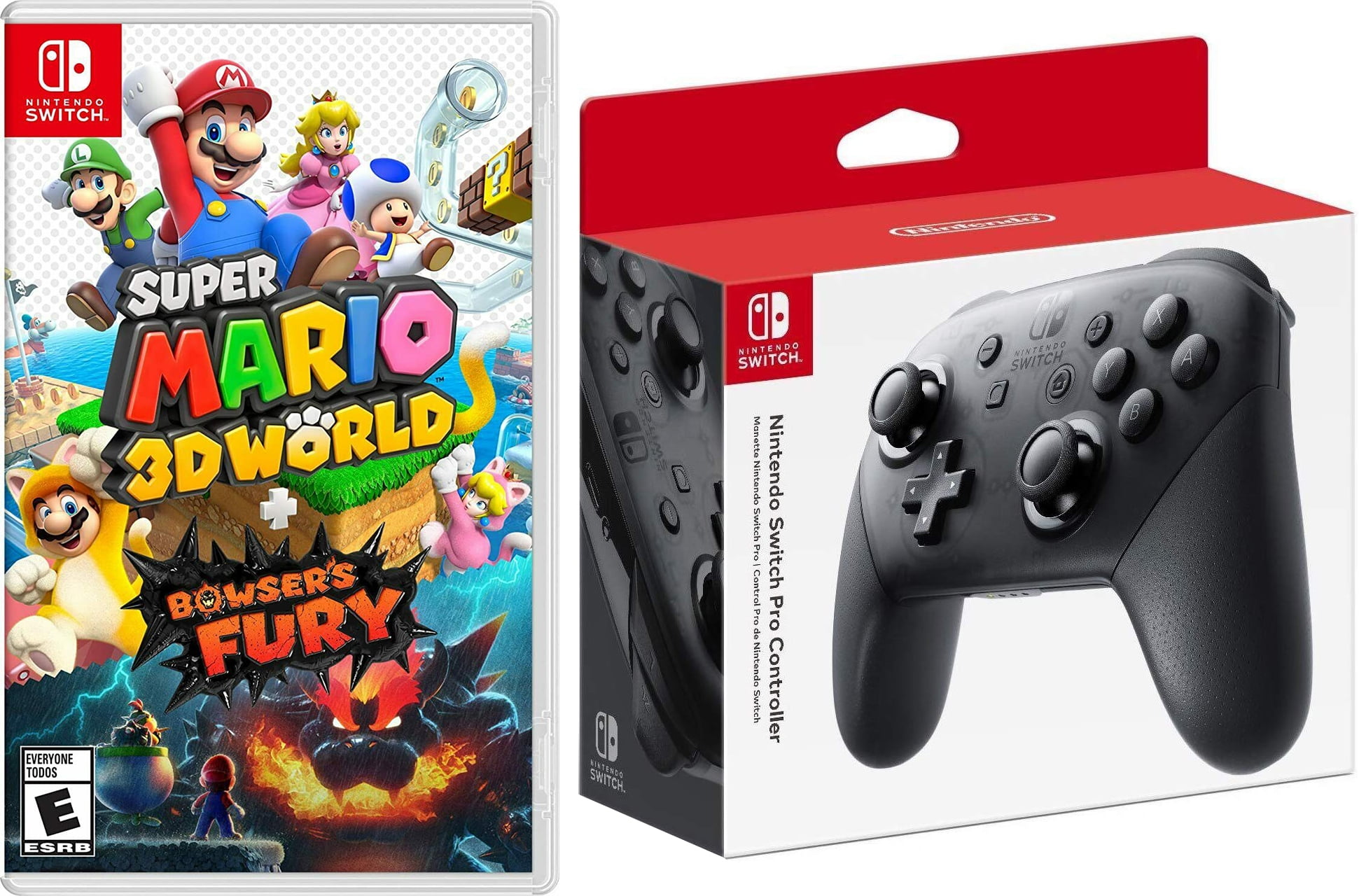 Mario + and Nintendo Pro Fury 3D Bowser\'s Controller Bundle - Switch Wireless Super World