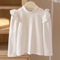 thumbnail image 7 of YUANxueke Girls Ruffle Long Sleeve Cotton Shirts Soft Casual Crewneck Pullover Layering Tops,White,6-7 Years, 7 of 7