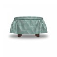 thumbnail image 4 of Geometric Ottoman Cover, Halftone Rhombus Motif, 2 Piece Slipcover Set with Ruffle Skirt for Square Round Cube Footstool Decorative Home Accent, Standard Size, Pale Seafoam White, by Ambesonne, 4 of 5
