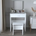 thumbnail image 6 of NAIYUFA Small Vanity Desk,Modern Makeup Vanity Desk with Mirror ,Small Vanity with Storage Drawer & Chair, Vanity Table Set for Bedroom Small Space,White, 6 of 8