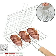 RKZDSR Foldable Barbecue Grilling Basket Grill BBQ Net Steak Meat Fish Vegetable Holder Kitchen Appliances