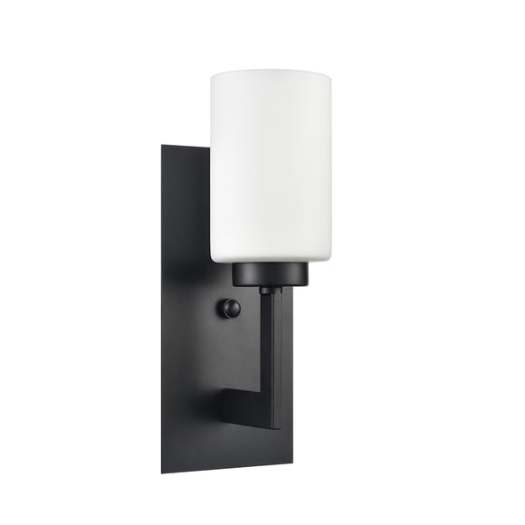 Linea di Liara Brio Applique Murale Noire avec Abat-Jour en Verre Givré - Luminaire Mural Moderne pour Salle de Bain, Meuble-Lavabo et Couloir