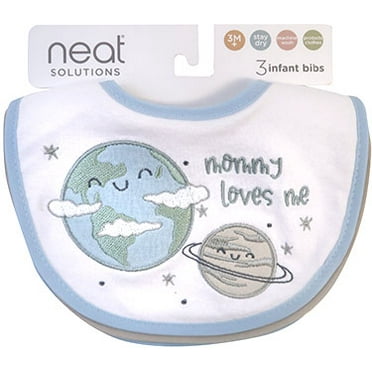Neat Solutions 3 Pack Boy Print & Solid Infant Milk Bibs