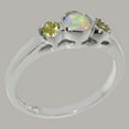 thumbnail image 3 of LBG British Made Traditional Solid 14k White Gold Ring with Natural Opal & Peridot Womens Promise Ring - 33 size options - Size 4.25, 3 of 7