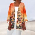 thumbnail image 2 of Women's Casual and Fashionable Christmas Printed Lightweight Mid-Length Jacket Cardigan, for Spring and Fall Wear,Orange,L, 2 of 7