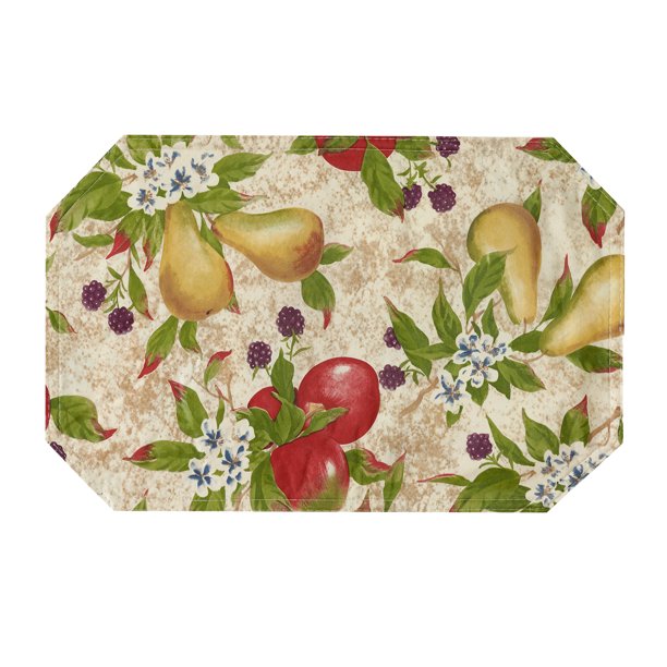 Orchard Fruits Vinyl Easy Care Reversible Placemat (Set of 12
