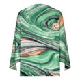 thumbnail image 4 of IROINNID en Solde Chemises Grande Taille pour Femmes Col Rond Manches Longues Confortables Imprimé Trompette Boutonné Basique Froncé Hauts Blouses Plissées, Vert, 4 of 6