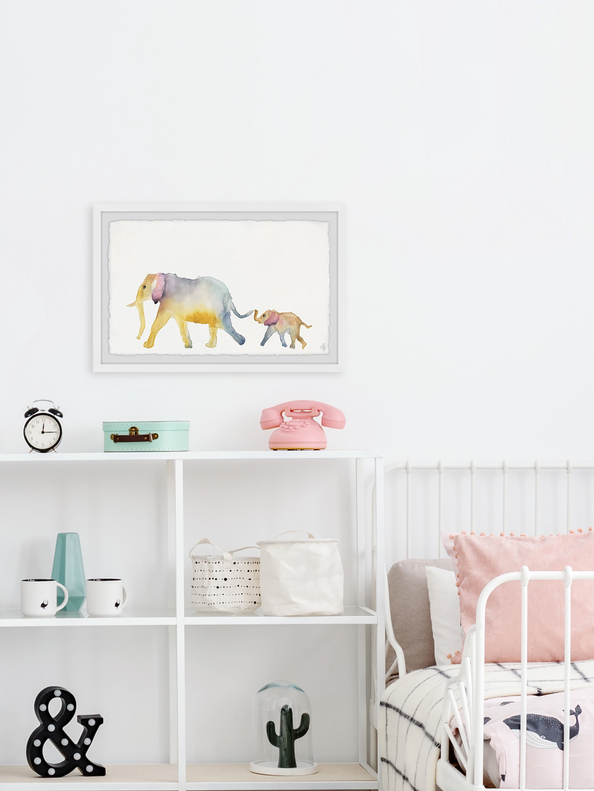 Marmont Hill Mom and Baby Elephant Framed Wall Art