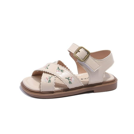 

Sandals For Toddler Girls Size 35 No Heels Shoes Embroidered Princess Dress Shoes Slip On School Party White Girls Sneakers