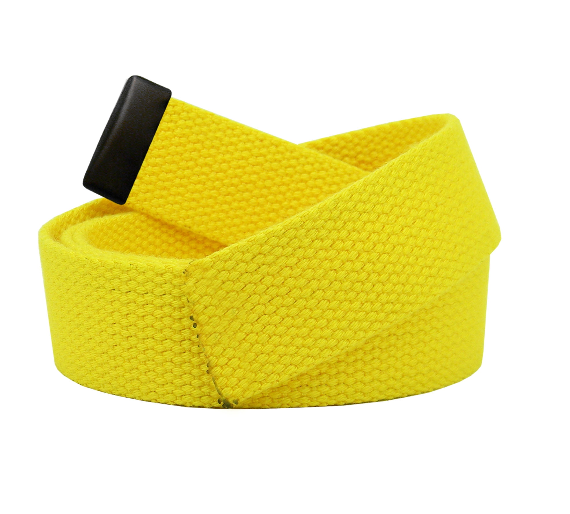 Mens Military Style Canvas Belt With Silver Buckle And Tip Yellow