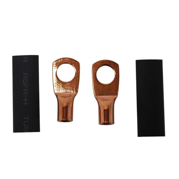Pair of 8 Gauge 1/4 Inch Solder style Copper Ring Tongue Terminal