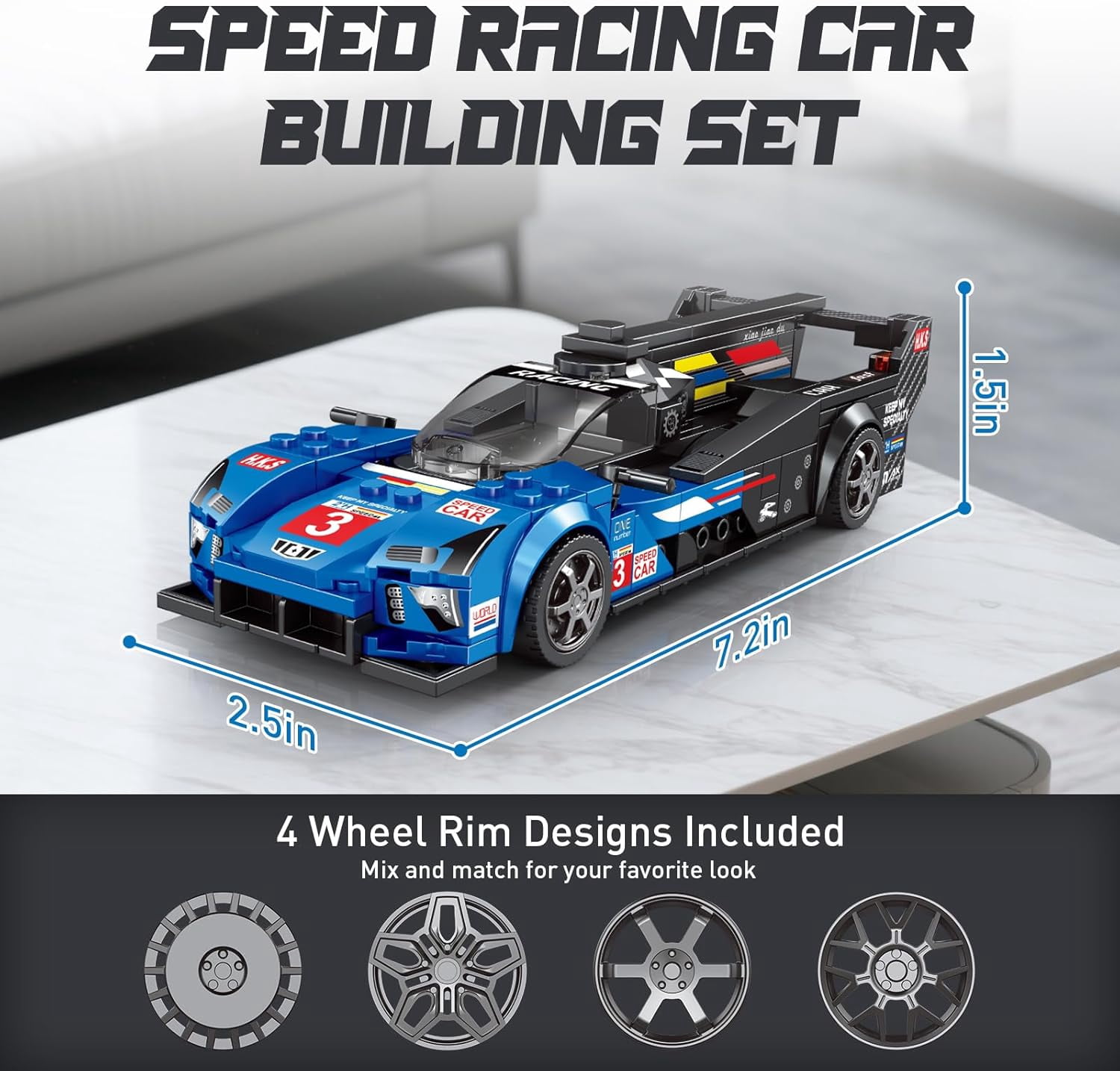 Speed Racing Car Building Set, Super Car Model Kit, Collectible Cars Construction Toys Gifts for Adults and Teens Age 14+ (294 Pieces)