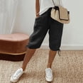 thumbnail image 2 of Casual Pants for Women Women's Summer Loose Breathable Cotton And Linen Quarter Pants With Back Pockets, 2 of 6