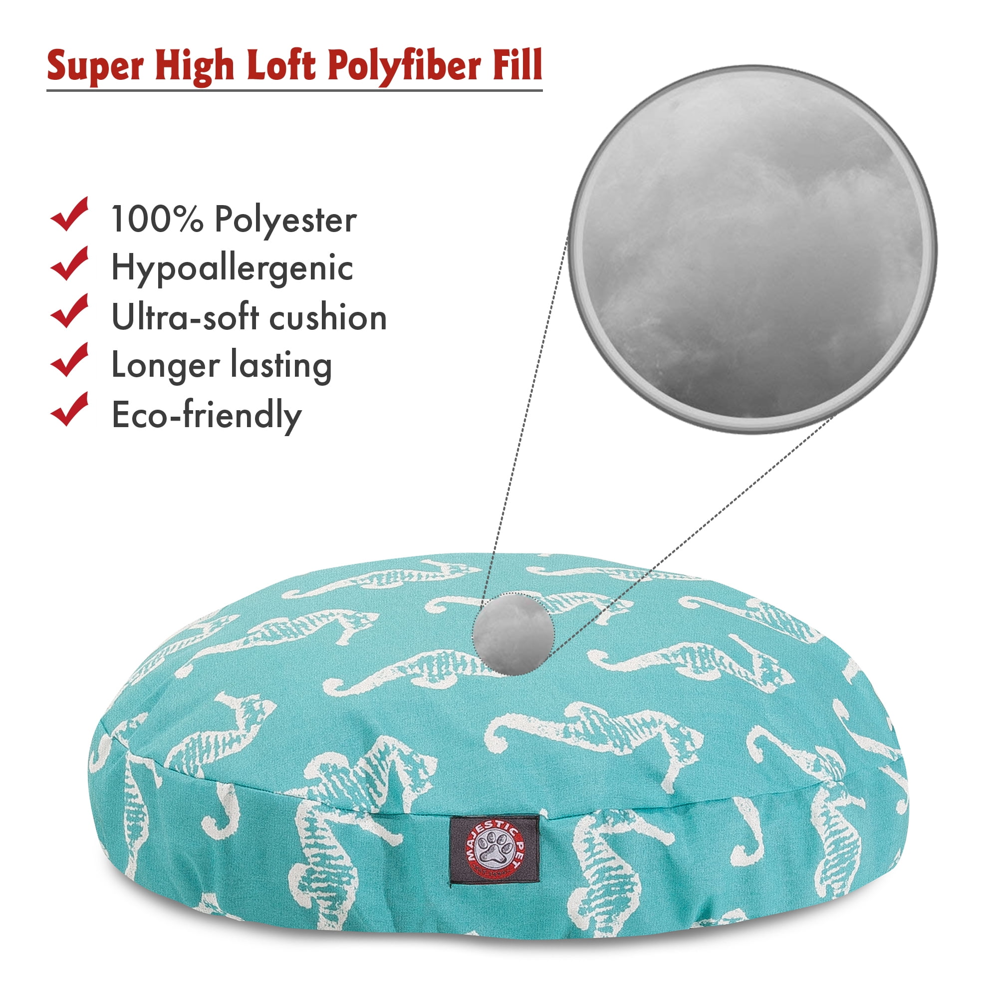 Majestic Pet Sea Horse Round Dog Bed Treated Polyester Removable Cover Teal Small 30 x 30 x 4