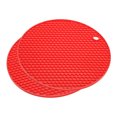 thumbnail image 1 of Unique Bargains Tapis de Protection en Silicone 2 Pcs, Tapis de Séchage Rond en Nid d'Abeille Rouge, 1 of 5