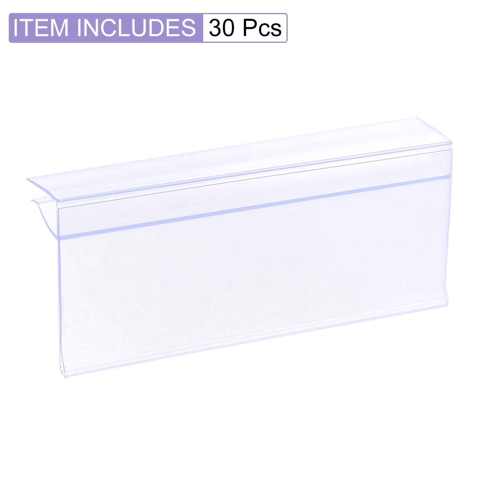 Unique Bargains Label Holder Clip on Shelf for Glass Shelving Clear Plastic Holders 30Pcs