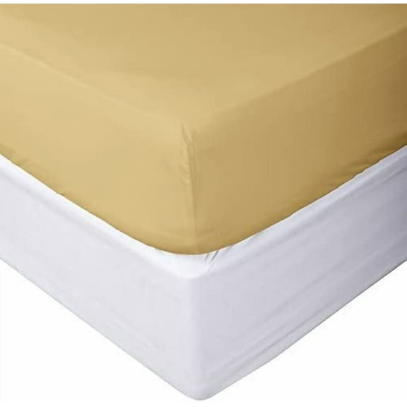 1100 Thread Count 3 Piece (1- Fitted Sheet + 2- Pillow cover) Quality 30 Inch Deep Pocket 100% Egyptian Cotton Color Gold Solid Size Twin XL
