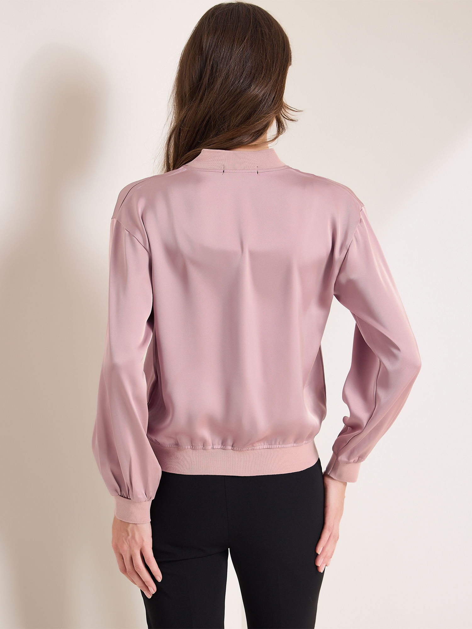 DARING DIVA Zip Up Coat Long Sleeve Outerwear  Lightweight Top L Dusty Pink