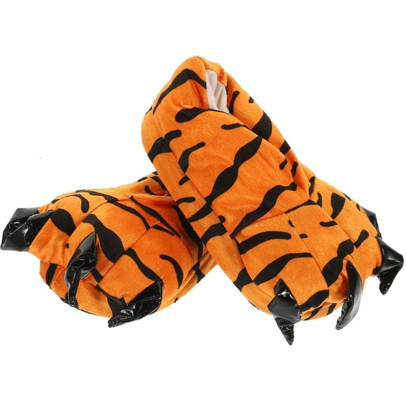 ETHZZLE 1 Pair Paw Cartoon Slippers Brown Cotton for Women Warmth Outdoor Winter Wear