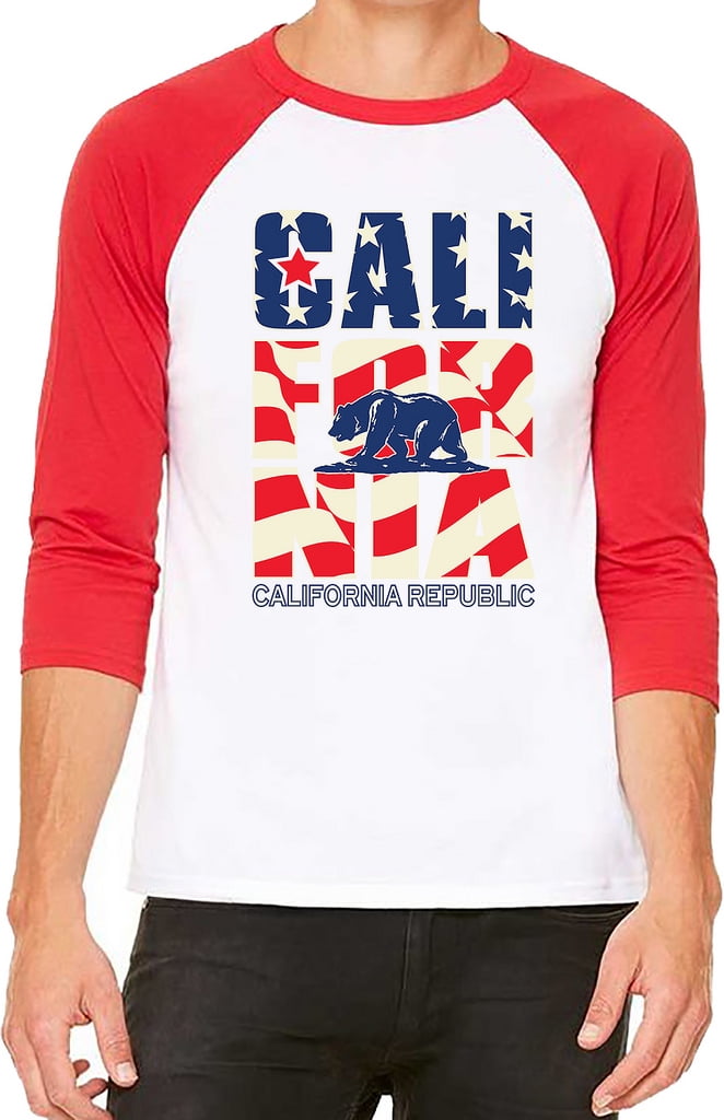 Interstate Apparel - Unisex California Republic USA Flag White/Red C5 3 ...