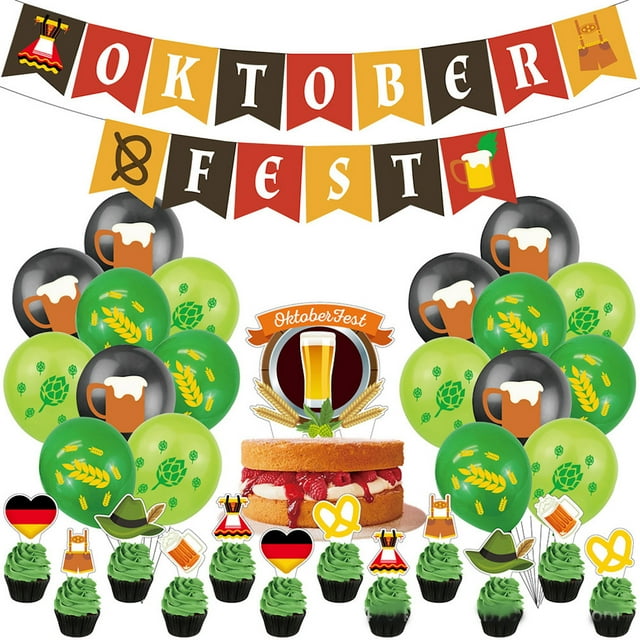 Kit de globos de látex con pancarta para el Oktoberfest, 32 globos