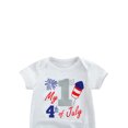 thumbnail image 3 of Bagilaanoe 4th of July Clothes for Newborn Baby Girls Letters Print Short Sleeve Romper Tops + Mesh Tutu Skirt + Headband 3M 6M 12M 24M Infant 3pcs Independence Day Skirt Set, 3 of 6