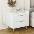 thumbnail image 3 of Semiocthome Wooden Nightstand Set of 2 with 2 Drawers and Metal Legs Bedside Table for Bedroom,White, 3 of 7