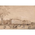 thumbnail image 2 of Michel Jean Cazabon 14x11 Gold Ornate Wood Frame and Double Matted Museum Art Print Titled - Government Buildings, 2 of 4
