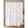 thumbnail image 4 of Christmas Tree Shower Curtain Set, Waterproof Shower Curtains for Bathroom, Xmas Pink Cartoon Tree Snowflakes Farmhouse Washable Fabric Cloth Bath Curtain for Bathtub with Hooks 54x78 Inches, 4 of 6