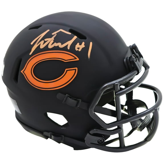 Justin Fields Autographed Chicago Bears Eclipse Black Speed Mini Helmet Beckett BAS QR 220594