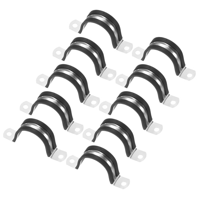 Uxcell 20-Pack Abrazaderas de Cable, Abrazadera de Goma Acolchada de Acero Inoxidable de 1/4 Pulgada en Forma de R para Tubo/Cable/Tubería