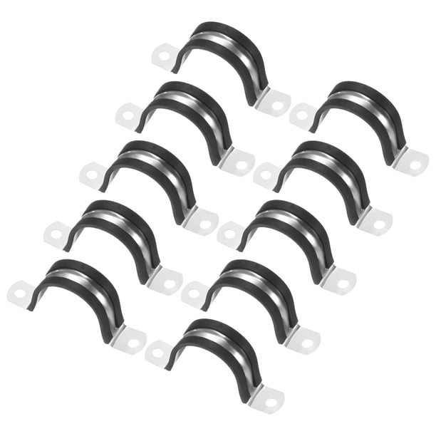 Uxcell 20-Pack Abrazaderas de Cable, Abrazadera de Goma Acolchada de Acero Inoxidable de 1/4 Pulgada en Forma de R para Tubo/Cable/Tubería