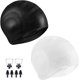 thumbnail image 1 of Gorro de natación-Blanco * 1 Negro * 1 + Tapones para la nariz Tapones para los oídos 2 pares Zhivalor WMZL-984-6, 1 of 1