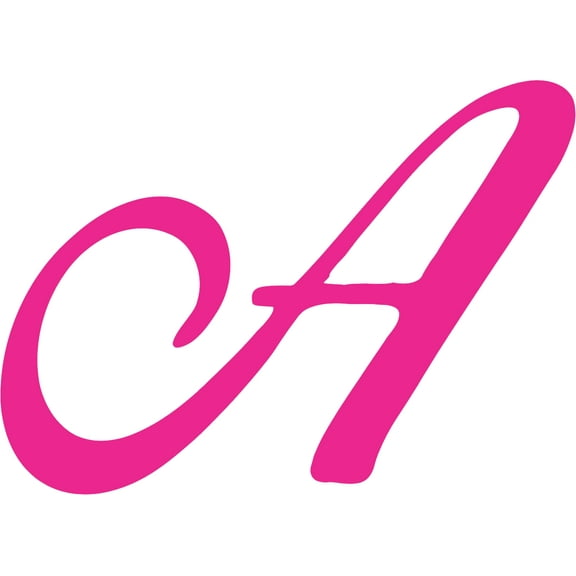 4in x 3in Pink Cursive A Monogram Sticker Vinyl Truck Window Car Stickers