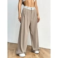 thumbnail image 6 of Spring and Autumn Women'S Wide-Leg Pants High Waist Business Casual Work Pants Khaki L, 6 of 9