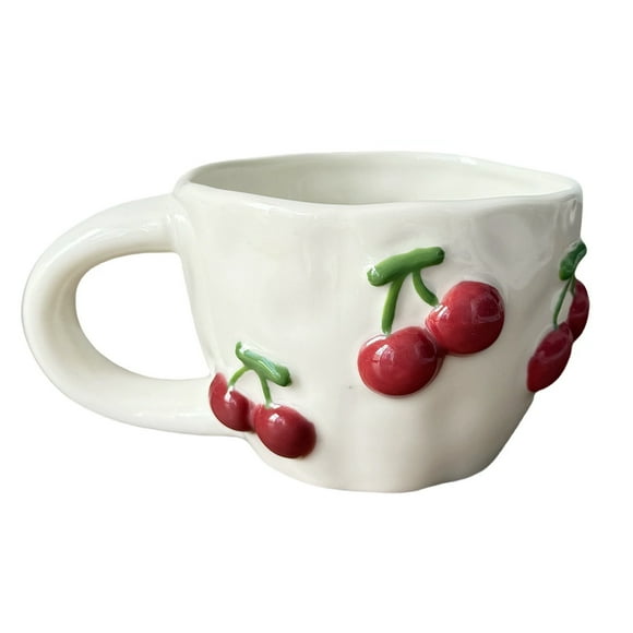 Yuarrent Taza De Cerámica, Café Y Diseño Versátil, Extra Grande Resistente Al Calor Con Un Ideal Práctico Para Usar Té, Jugo O Teteras Cereza 301-400 ml