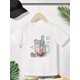 thumbnail image 1 of Camiseta de punto de algodón suave para niña - Cuello redondo informal con estampado de té de burbujas y fresas. Cómoda camiseta de verano, roja, 95 % algodón. Lavar a mano o en seco. Camisetas de al, 1 of 6