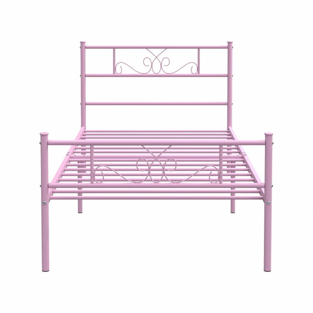 Yoneston Twin Size Metal Platform Bed Frame for Girls with Headboard