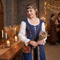 thumbnail image 5 of Womens Renaissance Costume, Renaissance Costume, Renaissance Costume Women, Renaissance Dress Women Medieval Costume Court Dress Victorian Regency Queen Princess Peasant Dress-Dress+Vest, Dark Blue L, 5 of 6