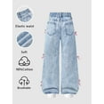 thumbnail image 4 of OYYN Baggy Jeans for Girls Wide Leg High Elastic Waist Adorned with Cute Bow Trendy Y2K Denim Pants Boyfriend Skater Streetwear & School, 4 of 8
