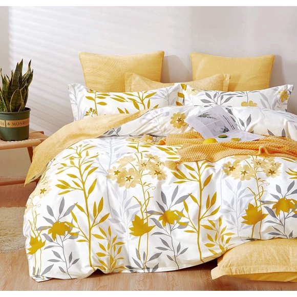 Juego de edredón SLEEPBELLA Queen, talla 600 hilos, algodón amarillo